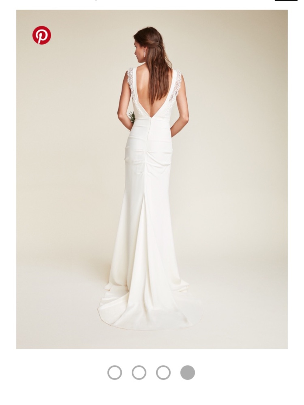 Never Worn Lace-Trim Ivory V-Back Wedding Gown